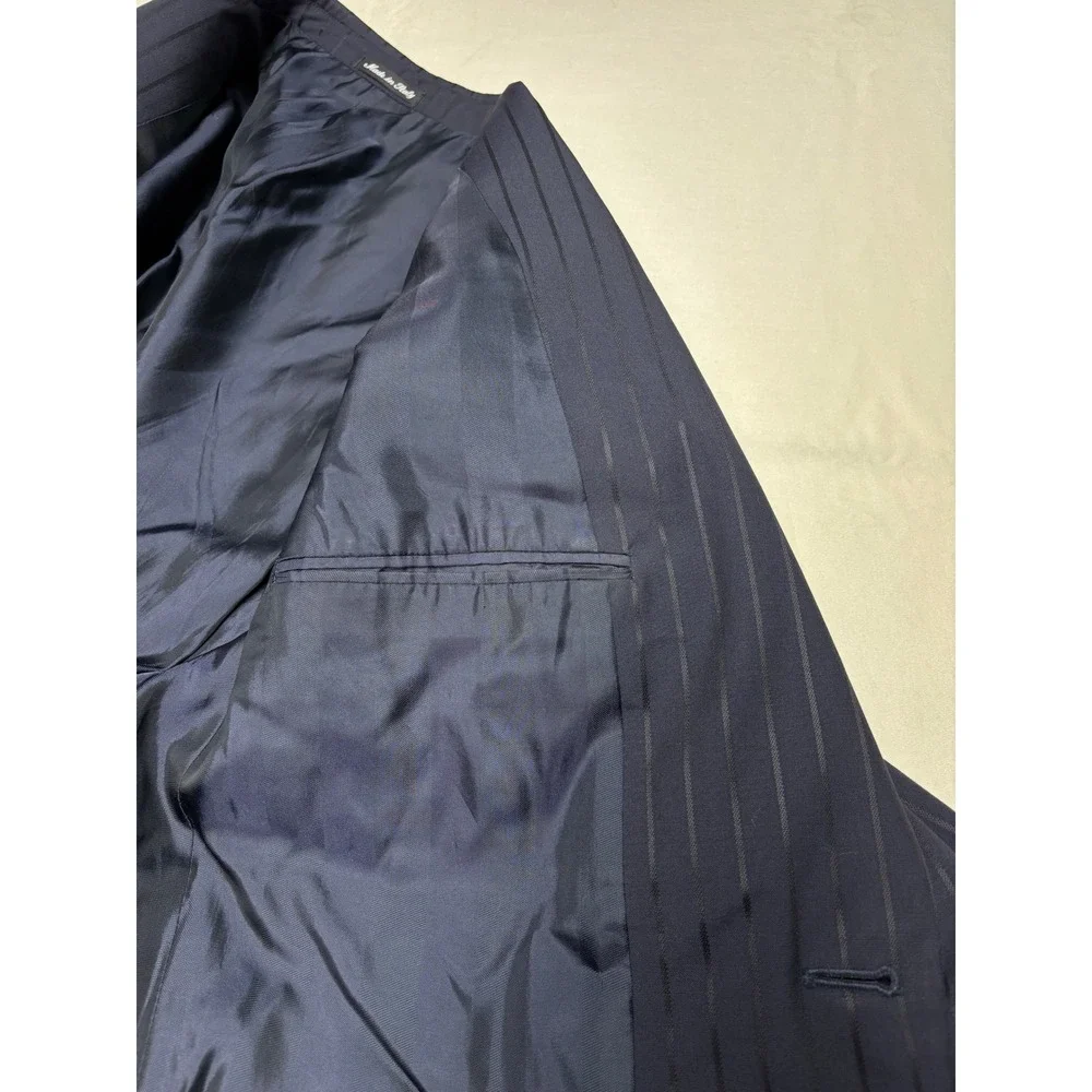 Pal Zileri Cerimonia Mens Navy Pinstripe  100s Wool Blazer‎ Italy 54R Eu 44R US